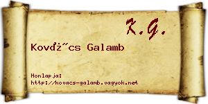 Kovács Galamb névjegykártya